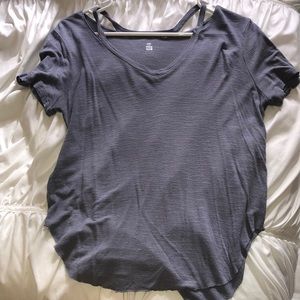 Bluish Gray Top with Cute Altered Collar